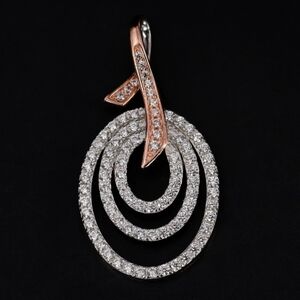 925 Sterling Silver Graduated Circle Two-Tone Necklace Pendant 2.5 grams 1.25"